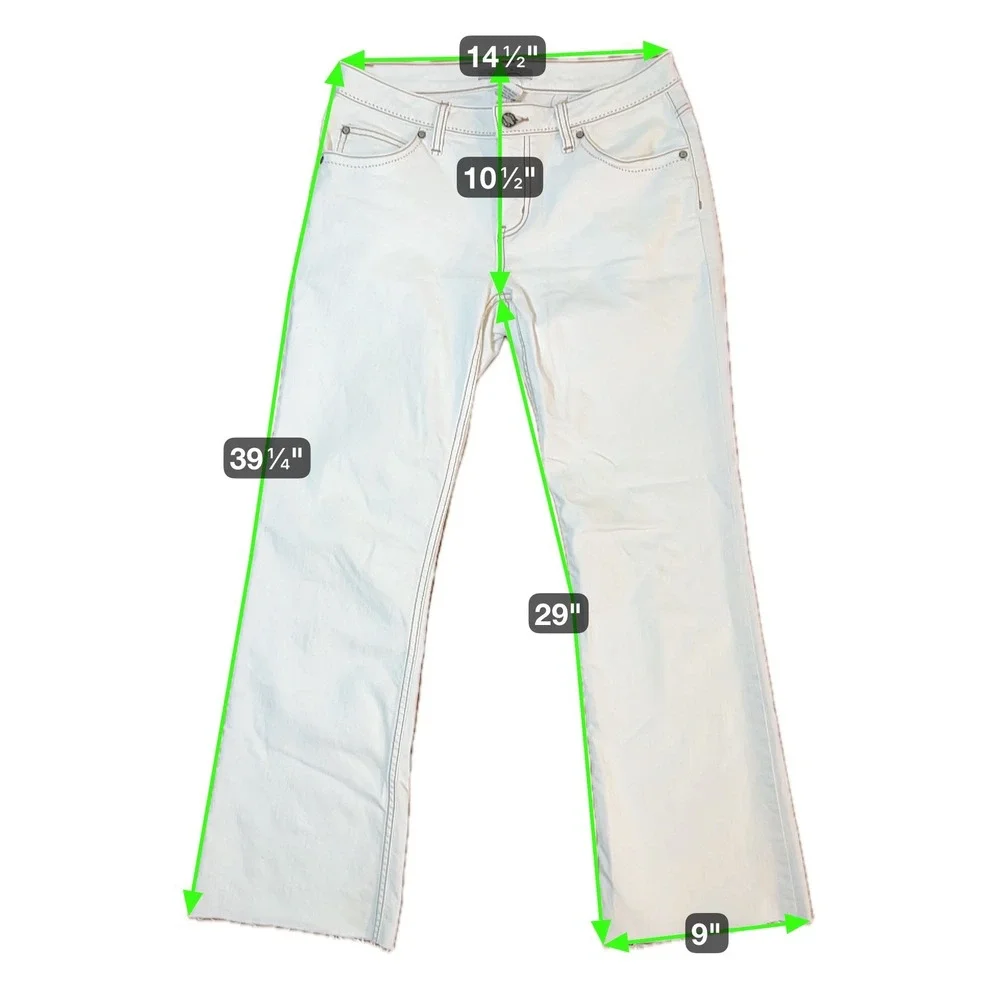 Cabi White Bootcut Jeans Size 6 Short Contrast Stitch Denim Raw Hem Western Boho - Picture 4 of 8